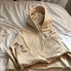 Princess Polly fleece crop taupe hoodie